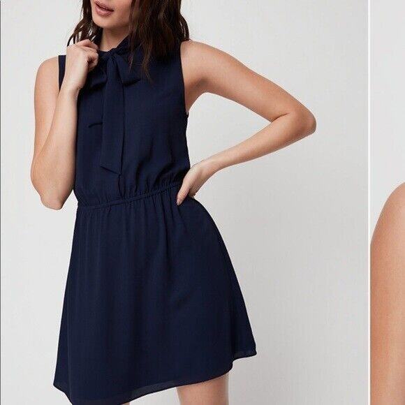 Aritzia Sunday Best Dress Medium Veronica Sleeveless Shirt Dress Navy Blue NWT - Picture 1 of 14
